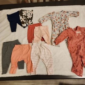 Baby Girls Pants and Jumpsuit Bundle - Newborn, 0-3mos, 3mos